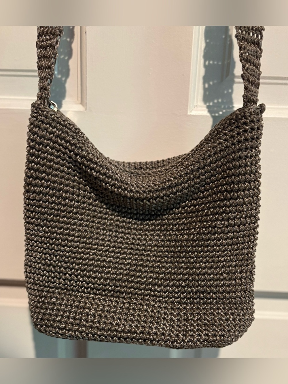 Crochet Crossbody Bag Metallic Bronze